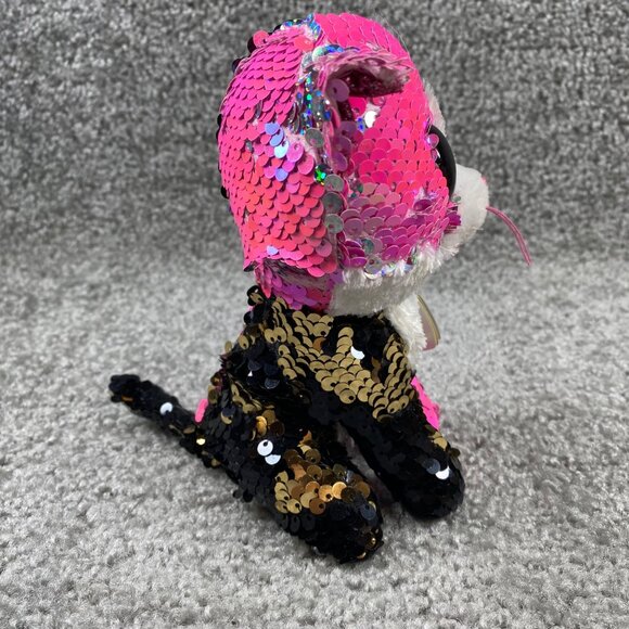 Ty Flippables Malibu Cat Plush 6" Limited Edition Sequin Pink/Black/White - Picture 3 of 16